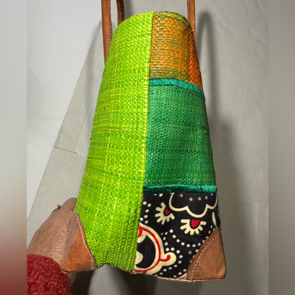 Colorful Patchwork straw tote bag - Picture 8 of 8
